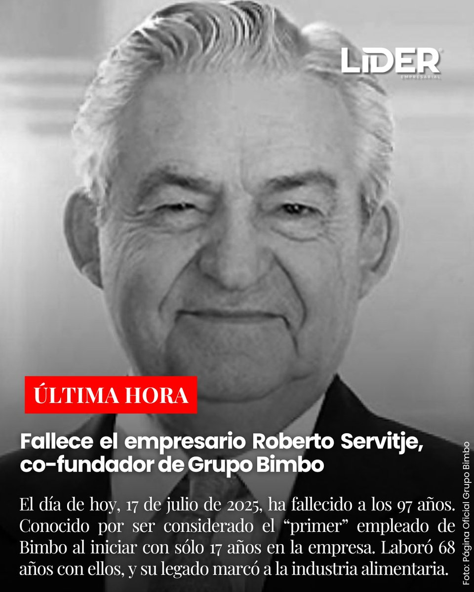 🚨¿Falleció el empresario Roberto Servitje? Desde 2024, se convirtió en el ex-presidente de Grupo Bimbo; sin embargo, tuvo un legado de no menos de 68 años en la empresa del sector alimentario.

En breve, más información. #QDEP