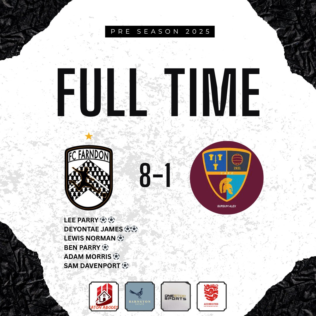 FC Farndon (@fc_farndon) on Twitter photo Result from last night!
Important minutes on the pitch from the squad, plenty of new faces around the team and working hard together is crucial as we continue to prepare for the new <a href="/CWFL_Press/">@CWFL-Press</a> season.
We thank <a href="/CestrianAlexFC/">Cestrian Alexandra</a> for the game and we wish you the best next season! Result from last night!
Important minutes on the pitch from the squad, plenty of new faces around the team and working hard together is crucial as we continue to prepare for the new <a href="/CWFL_Press/">@CWFL-Press</a> season.
We thank <a href="/CestrianAlexFC/">Cestrian Alexandra</a> for the game and we wish you the best next season!