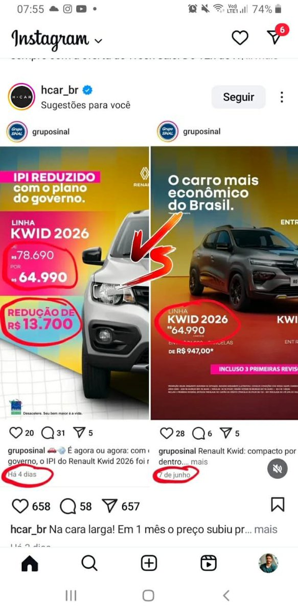 WeiseFranklin's tweet image. Acompanhe:

- em junho, o Kwid Zen 2026 era vendido por R$ 64.990 (preço de tabela 78.410)

- no começo de julho, o preço de tabela subiu para R$ 80.690

- com a redução do IPI, o preço de tabela baixou para R$ 78.690 e o preço de venda passou a ser... R$ 64.990!

Coincidência😎