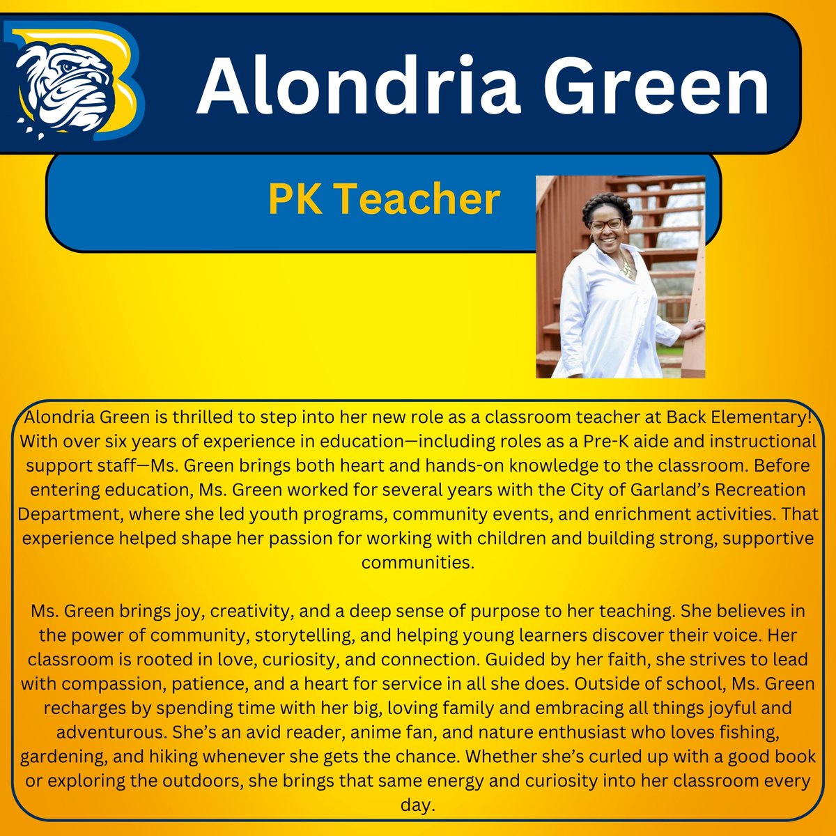 Back_Bulldogs's tweet photo. Welcome to our newest 3rd grade teacher and PK paraprofessional, Ms. Green and Ms. Owens! https://t.co/o0kUHkjTNi
