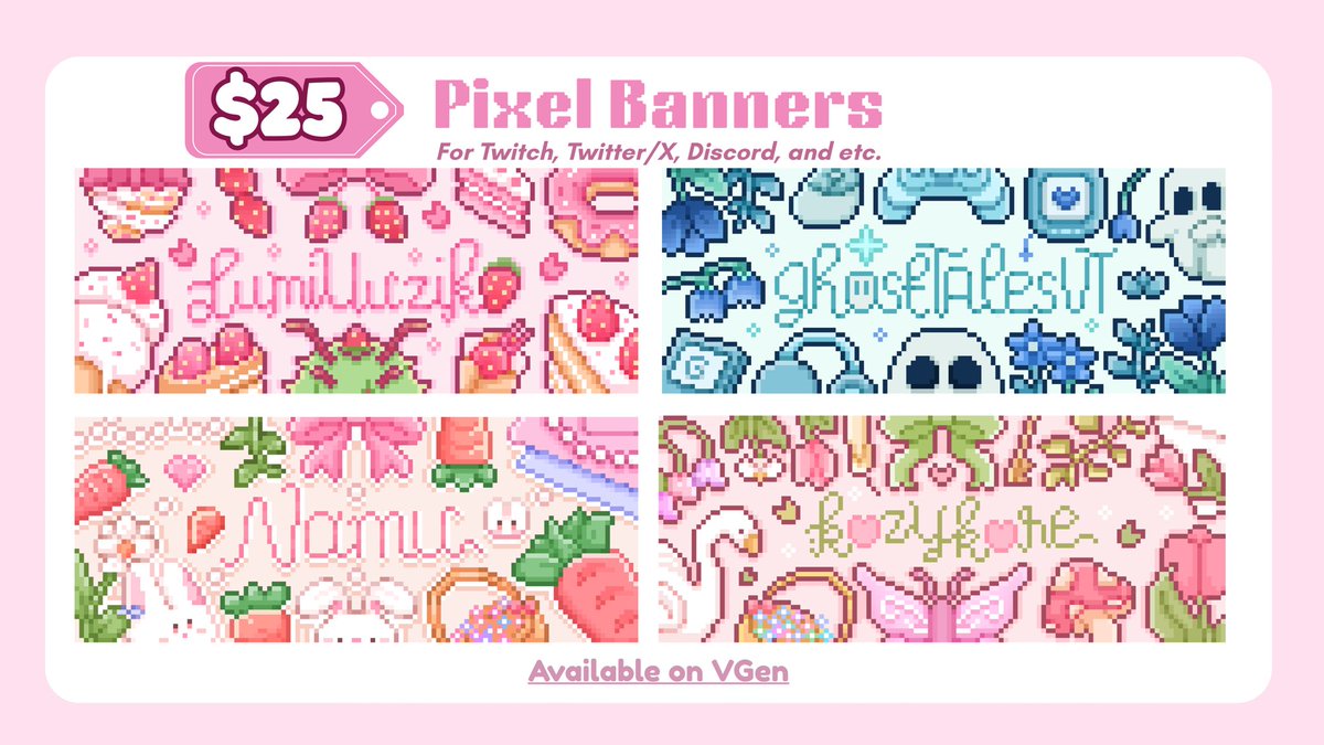 milkillustrates's tweet image. hello! i’m milk, a pixel artist (˶˃ ᵕ ˂˶) .ᐟ.ᐟ

my services are available on vgen! ^_^ i make cute chibis, banners, and loading screens! feel free to visit my vgen (🔗 below) if you’re interested! 💗

reposts are appreciated! thank you so much 💗