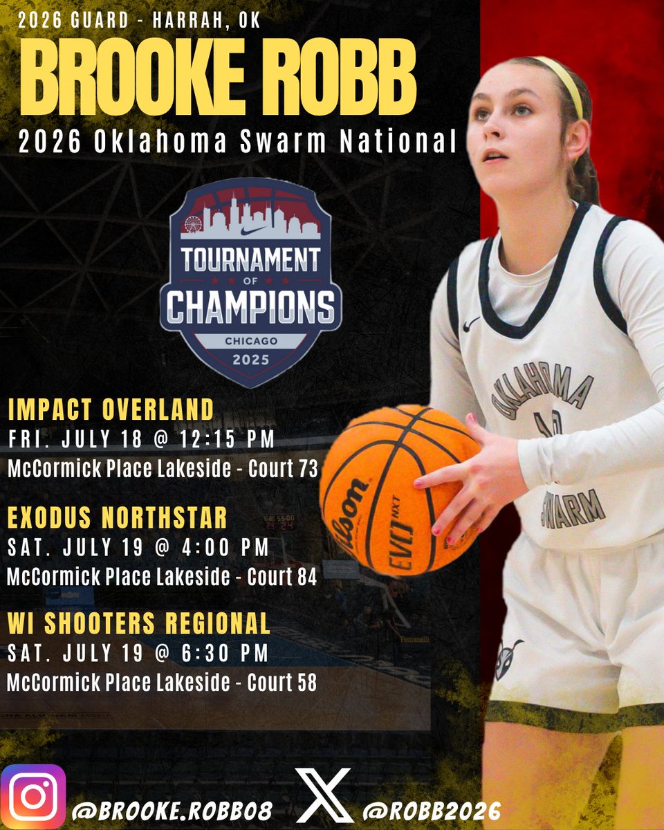Brooke Robb (@robb2026) on Twitter photo Check us out in Chicago this weekend!! <a href="/2026_swarm/">Oklahoma Swarm 2026</a> <a href="/OklahomaSwarm1/">OK Swarm HS Girls</a> <a href="/HarrahWBB/">Harrah Lady Panthers Basketball</a> Check us out in Chicago this weekend!! <a href="/2026_swarm/">Oklahoma Swarm 2026</a> <a href="/OklahomaSwarm1/">OK Swarm HS Girls</a> <a href="/HarrahWBB/">Harrah Lady Panthers Basketball</a>