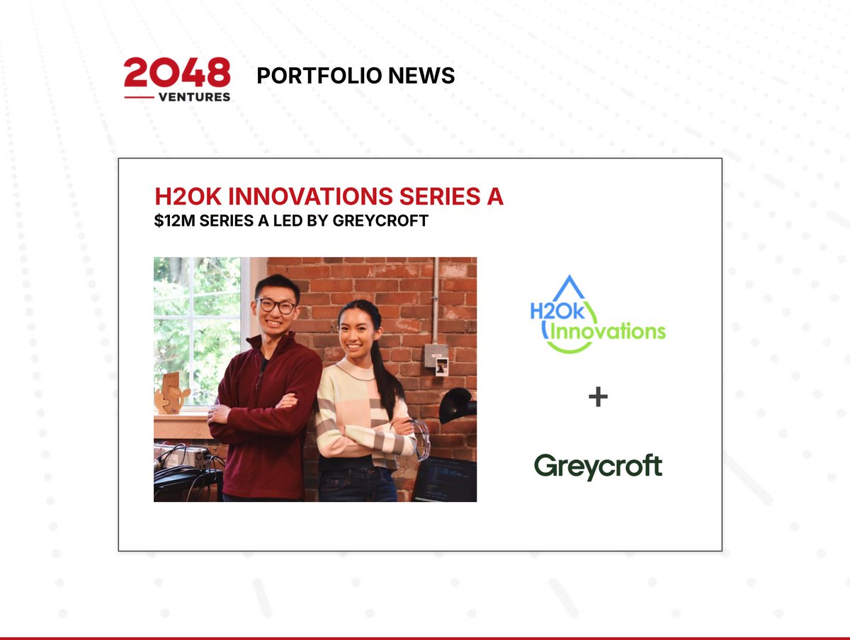 2048vc's tweet image. We’re excited to announce @h2okinnovations Series A financing, led by @greycroftvc!
A few details about the company:
✏️ One Liner: Platform for precision automation for industrials and data centers.
👩💻 The Founders: Annie Lu & David Lu
📌 Location: Boston
Check out this…