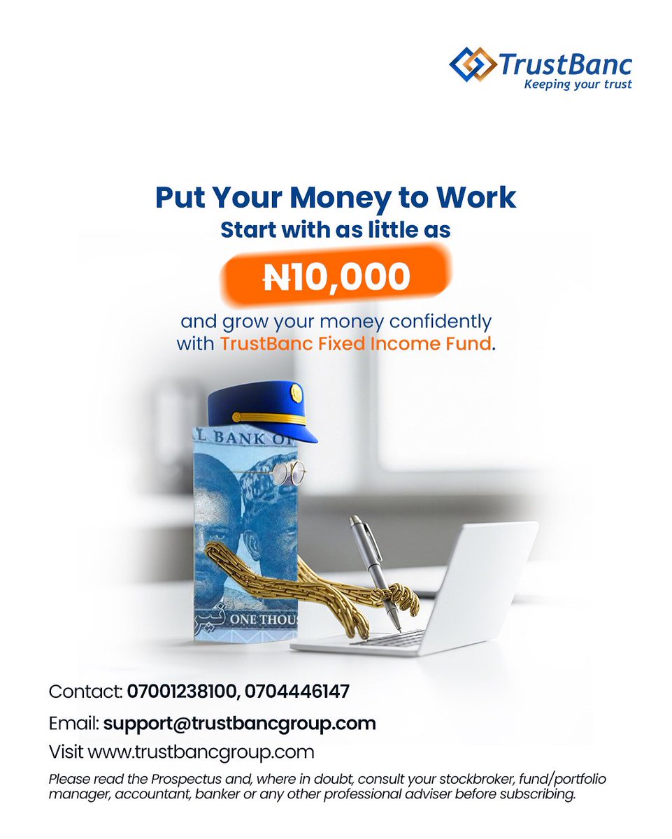 akinwale_cfi's tweet image. RT @TrustBancgroup 
Your money deserves to work too.

With a minimum of ₦10,000, you can earn steady returns with the TrustBanc Fixed Income Fund.

📞 07004446147 / 07001238100
📧 support@trustbancgroup.com

#TrustBanc
#SmartInvesting
#FixedIncomeFund
#WealthBuilding
