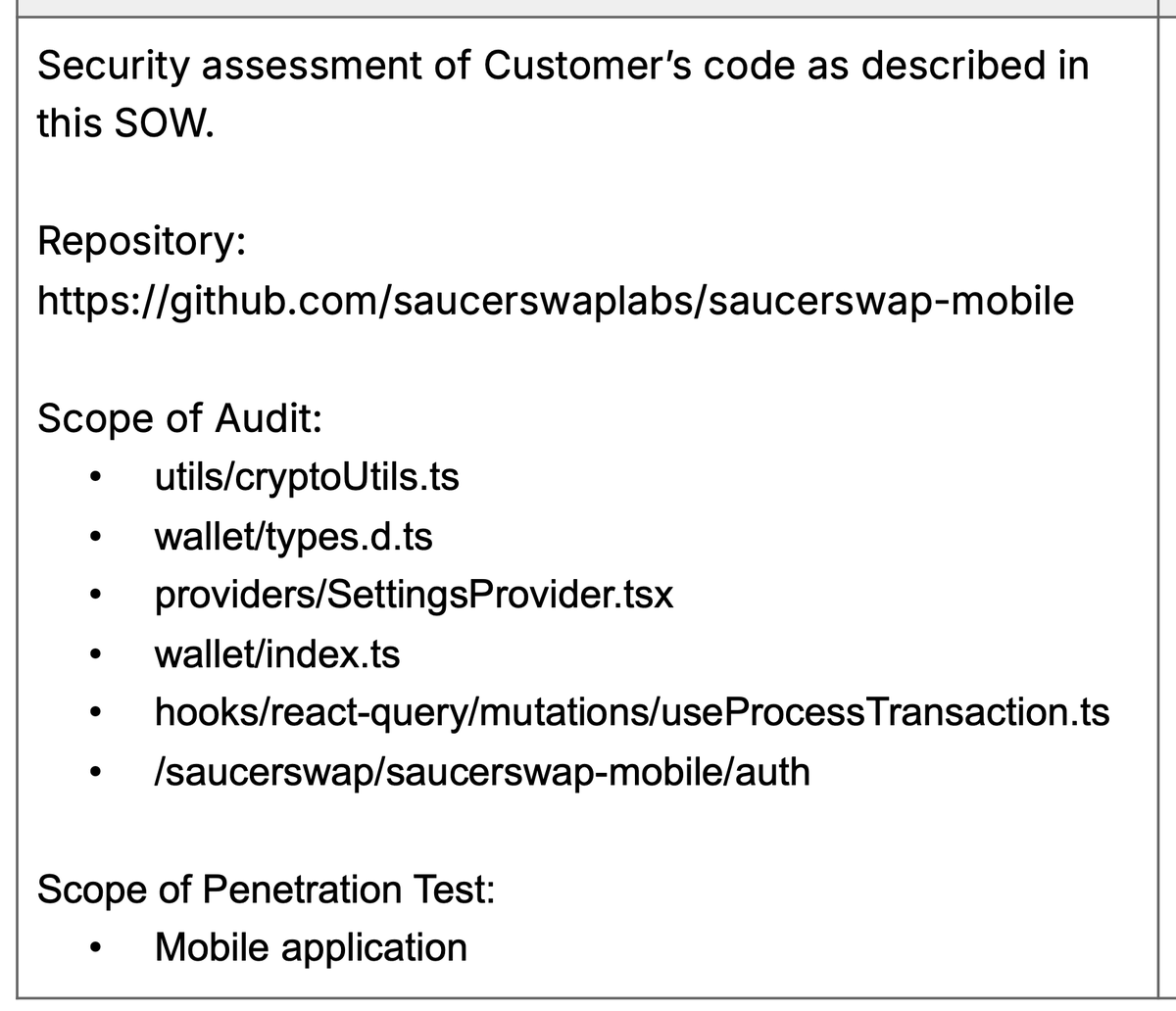 SaucerSwapLabs's tweet image. 🔐 Security audit for SaucerSwap Mobile kicks off Monday.
Full code review + mobile penetration test.
Public beta next -- targeting August for production launch.