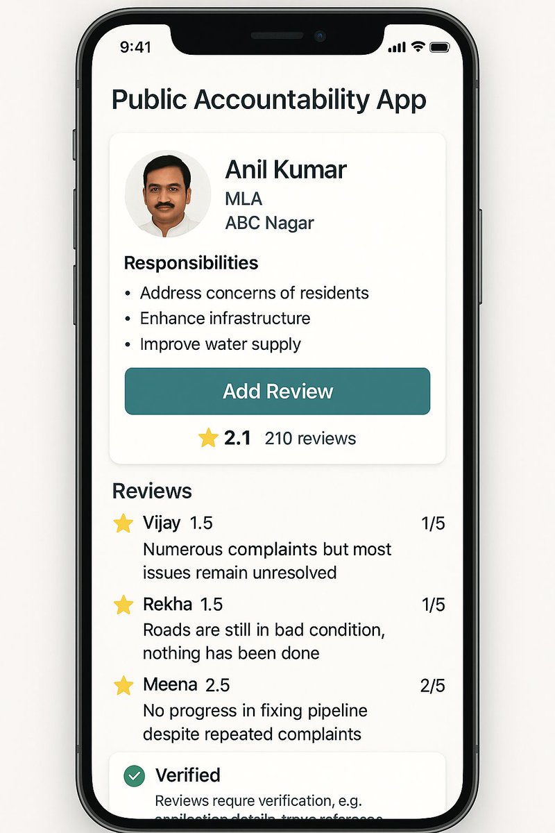 DharmaPartyInd's tweet image. Dharma Initiatives | Public Accountability App
We will build a first-of-its-kind 'Public Accountability App' - a platform listing every govt official & Ministers with their responsibilities.
Data will be pulled from existing govt websites to build verified profiles.
Citizens…