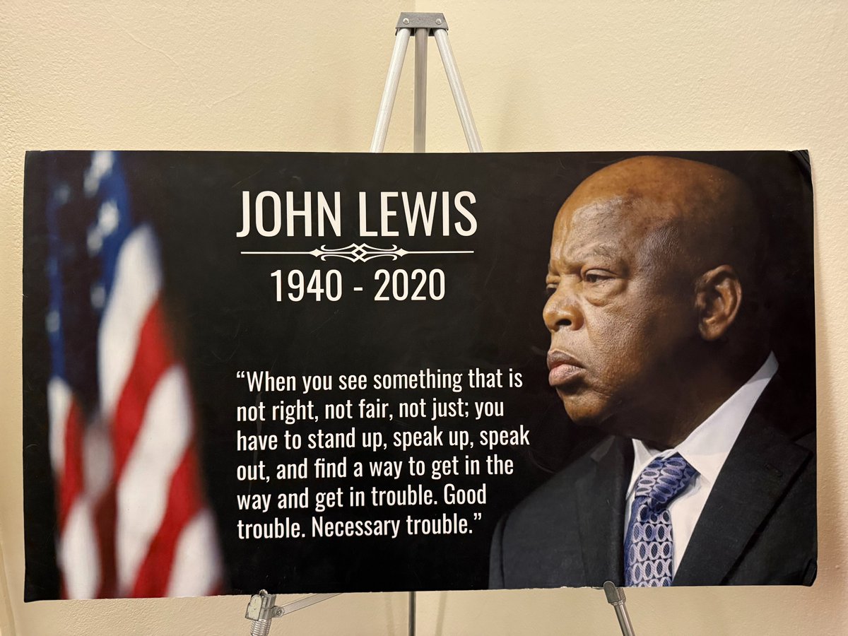 RepStenyHoyer's tweet image. Today we mark 5 years without my friend & brother, John Lewis, amid an attack on the civil rights that he fought to secure and protect.
This poster outside of my office is a reminder to remain committed to furthering John's mission to achieve equality & justice for all by…