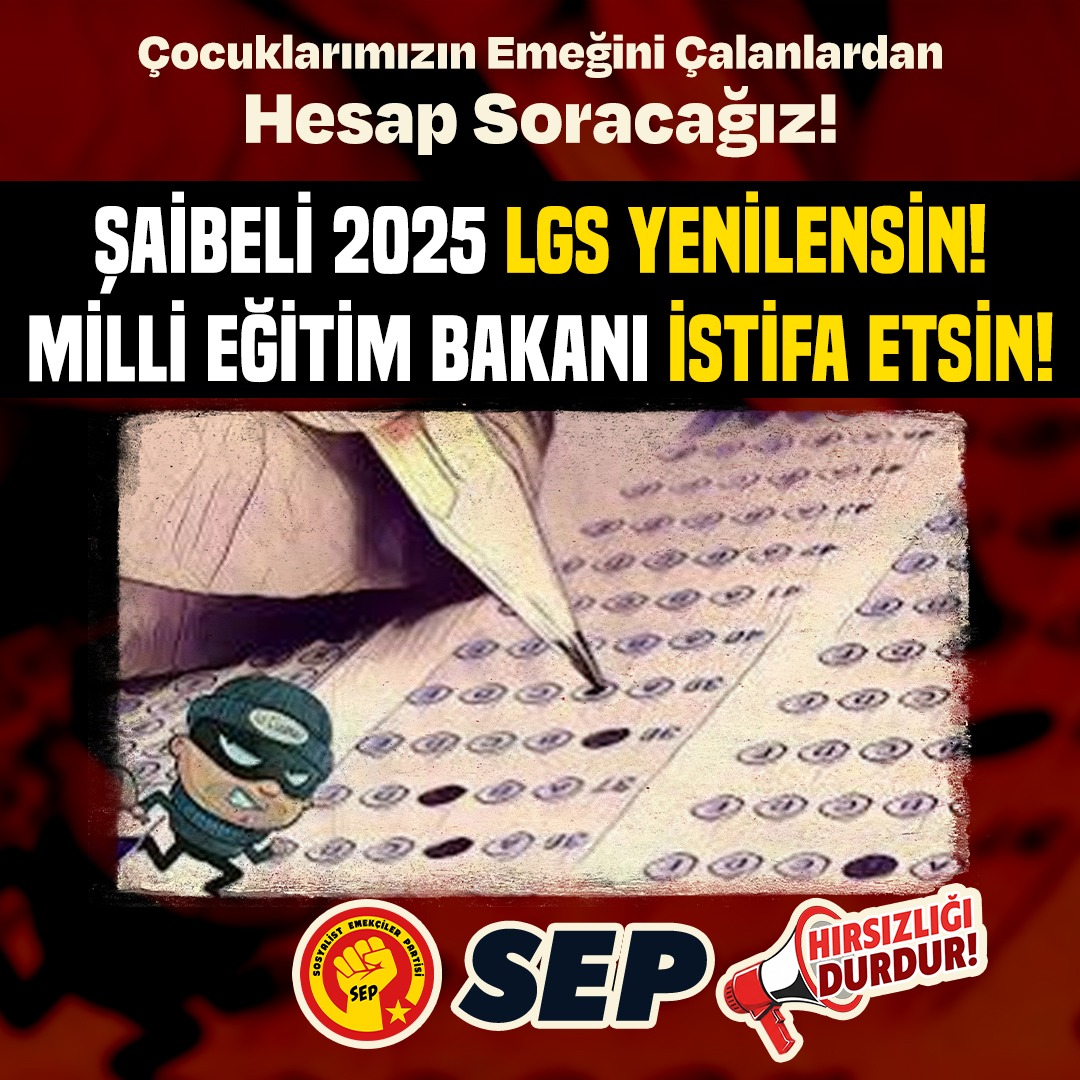 2025 LGS soruları PDF olarak sınav esnasında paylaşılıyor. Bundan açık hırsızlık mı olur!

Sınavda güvenlik sıkıntısı yok demek çalınırsa da sesinizi çıkarmayın demektir.

Biz susmayacağız.
Çocuklarımızın emeklerini çalıyorlar!

Şaibeli LGS yenilensin!
Milli Eğitim Bakanı Yusuf