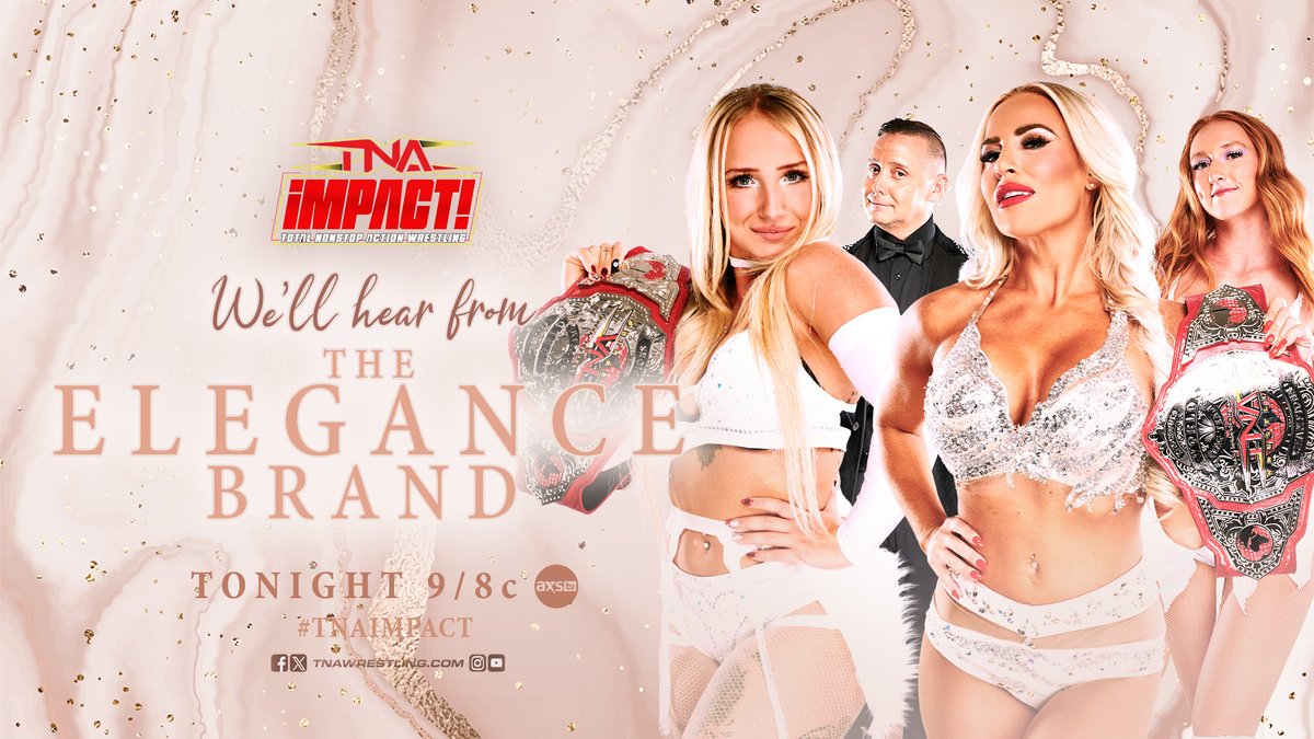 TNA Wrestling (@thisistna) on Twitter photo TONIGHT at 8/7c on TNA+ and FREE on YouTube around the world, <a href="/Sportsnet360/">Sportsnet360</a> in Canada, and at 9/8c on <a href="/AXSTV/">AXS TV</a> in the US.
TNA Knockouts World Tag Team Champions <a href="/Ashamae_Sebera/">Ash By Elegance</a> & <a href="/Heathereckless/">Heather by Elegance 💋</a> speak out before The IInspiration challenge them for their titles at TONIGHT at 8/7c on TNA+ and FREE on YouTube around the world, <a href="/Sportsnet360/">Sportsnet360</a> in Canada, and at 9/8c on <a href="/AXSTV/">AXS TV</a> in the US.
TNA Knockouts World Tag Team Champions <a href="/Ashamae_Sebera/">Ash By Elegance</a> & <a href="/Heathereckless/">Heather by Elegance 💋</a> speak out before The IInspiration challenge them for their titles at