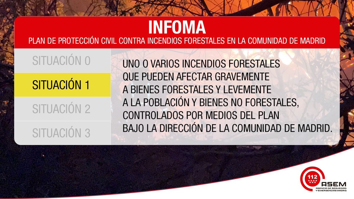 Activamos la Situación Operativa 1 del #INFOMA25 como respuesta al #IFMéntrida (Toledo). 

Actualizaremos información a través de nuestras redes sociales. 

#ASEM112