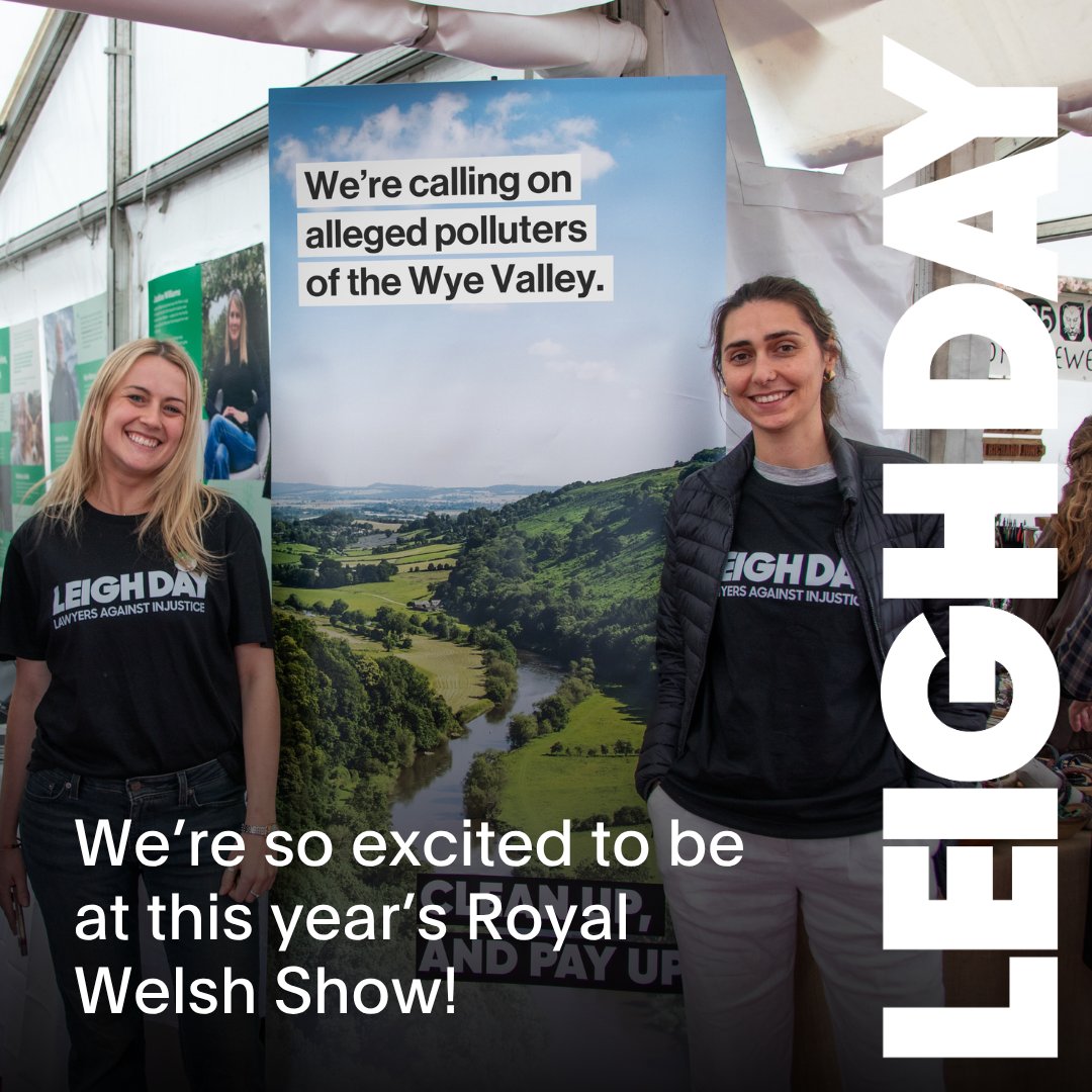 LeighDay_Law's tweet image. We’re so excited to be at this year’s #RoyalWelshShow — we’ll be here from 21–25 July, speaking to people about the legal claim and what can be done to help protect the Wye, Lugg and Usk Rivers.
To find out more about the legal action, visit: leighdaylaw.info/3vd4YCp