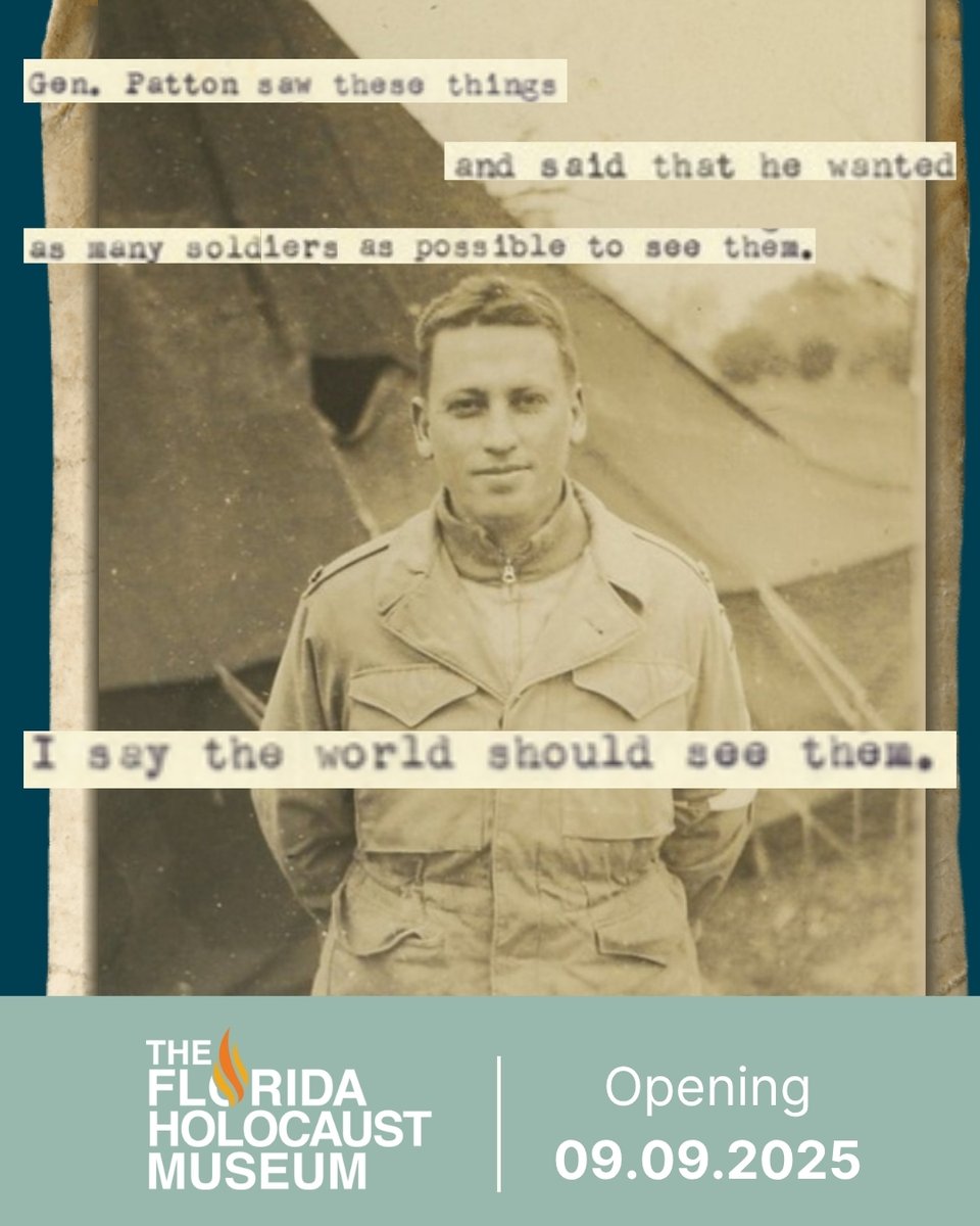 FLHolocaustMus's tweet image. COMING SOON: "I Say the World Should See Them: 80 Years Since Liberation"
"I Say the World Should See Them: 80 Years Since Liberation" is a new temporary exhibition inspired by a letter that liberator Rowland Wood wrote to his parents during World War II.
He tells of the…