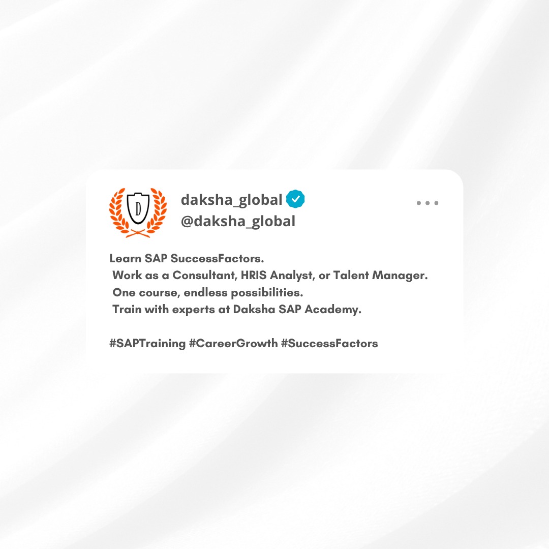 Daksha_Global's tweet image. Not just theory.
Our SAP SuccessFactors training gives you hands-on experience with live servers and real-time projects.
Learn smart. Learn SAP.
#SAPNotes #LiveTraining #SuccessFactorsConsultant