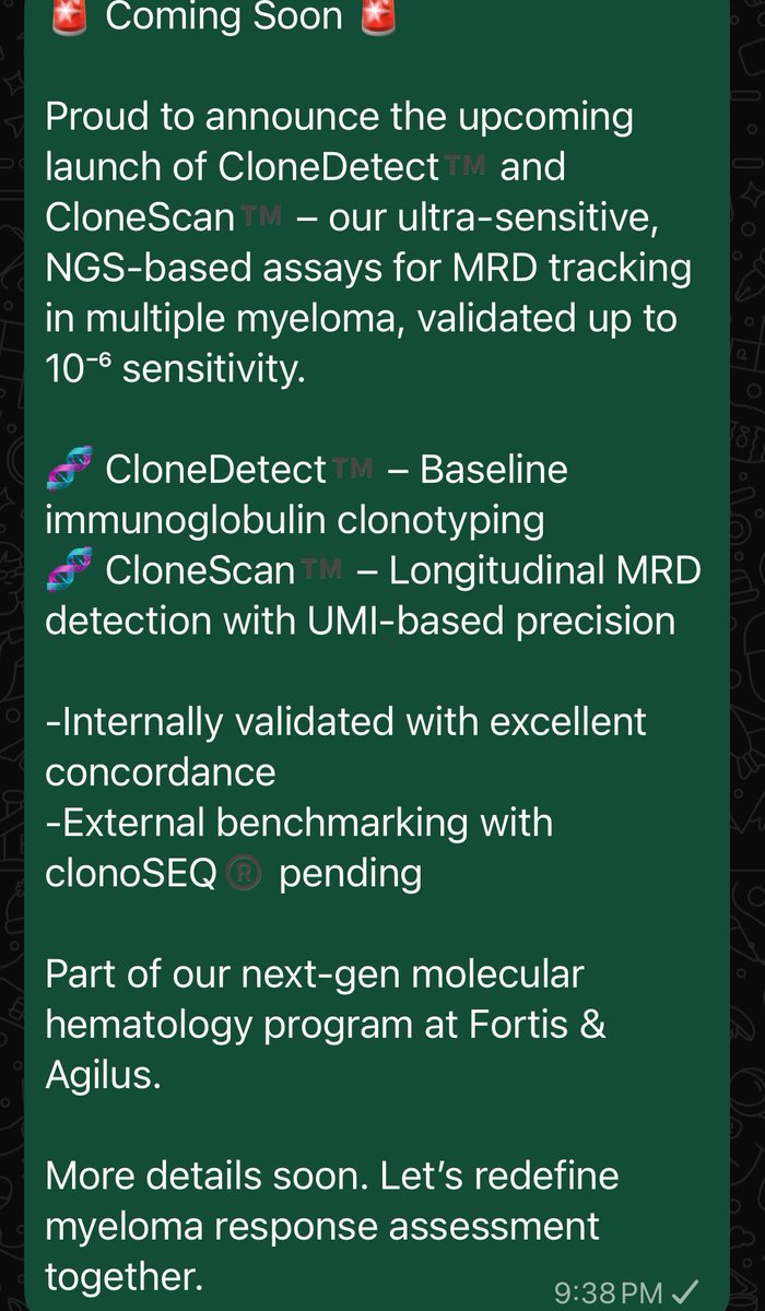 RahulDoc (@rahuldoc2) on Twitter photo Proud to announce the myeloma Mrd assay reaching to 10-6. Kudos <a href="/drshrinidhi2020/">Shrinidhi Nathany</a> <a href="/nikhil91sjmc/">Nikhil Kumar</a>
<a href="/VincentRK/">Vincent Rajkumar</a> <a href="/rajshekharucms/">Raj Chakraborty</a> <a href="/RahulBanerjeeMD/">Rahul Banerjee, MD, FACP</a> <a href="/DrNikitaMehra/">Nikita Mehra</a> @Pankaj Proud to announce the myeloma Mrd assay reaching to 10-6. Kudos <a href="/drshrinidhi2020/">Shrinidhi Nathany</a> <a href="/nikhil91sjmc/">Nikhil Kumar</a>
<a href="/VincentRK/">Vincent Rajkumar</a> <a href="/rajshekharucms/">Raj Chakraborty</a> <a href="/RahulBanerjeeMD/">Rahul Banerjee, MD, FACP</a> <a href="/DrNikitaMehra/">Nikita Mehra</a> @Pankaj