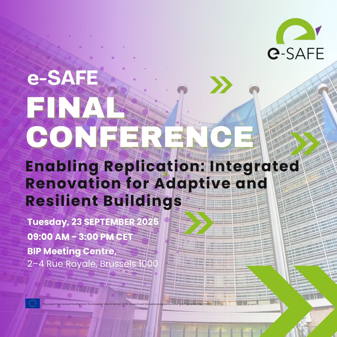 e-SAFE (@esafebuildings) on Twitter photo ๐ข Join us in #Brussels on Sept 23 for the e-SAFE Final Conference:
๐ก Energy-efficient, earthquake-safe, sustainable homes โ thatโs e-SAFE.
๐ 09:00โ15:00 CET
๐๏ธ Register: esafe-buildings.eu/en/news/join-uโฆ
#eSAFE #Horizon2020 #Renovation #EnergyEfficiency #SeismicSafety #EUprojects ๐ข Join us in #Brussels on Sept 23 for the e-SAFE Final Conference:
๐ก Energy-efficient, earthquake-safe, sustainable homes โ thatโs e-SAFE.
๐ 09:00โ15:00 CET
๐๏ธ Register: esafe-buildings.eu/en/news/join-uโฆ
#eSAFE #Horizon2020 #Renovation #EnergyEfficiency #SeismicSafety #EUprojects