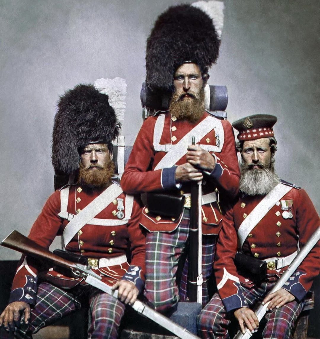 Empireaesth's tweet image. Men of the 72nd Highlanders who served in the Crimean War (c.1856)