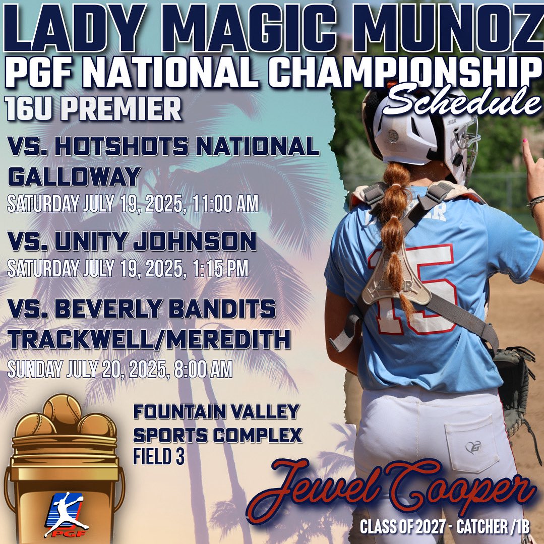 Jewel Cooper (@jewelcooper2027) on Twitter photo Schedule is out for PGF Nationals!! Hope to see you there!! GO MAGIC! 🪄❤️💙<a href="/LadyMagicMunoz/">Lady Magic Munoz</a> Schedule is out for PGF Nationals!! Hope to see you there!! GO MAGIC! 🪄❤️💙<a href="/LadyMagicMunoz/">Lady Magic Munoz</a>