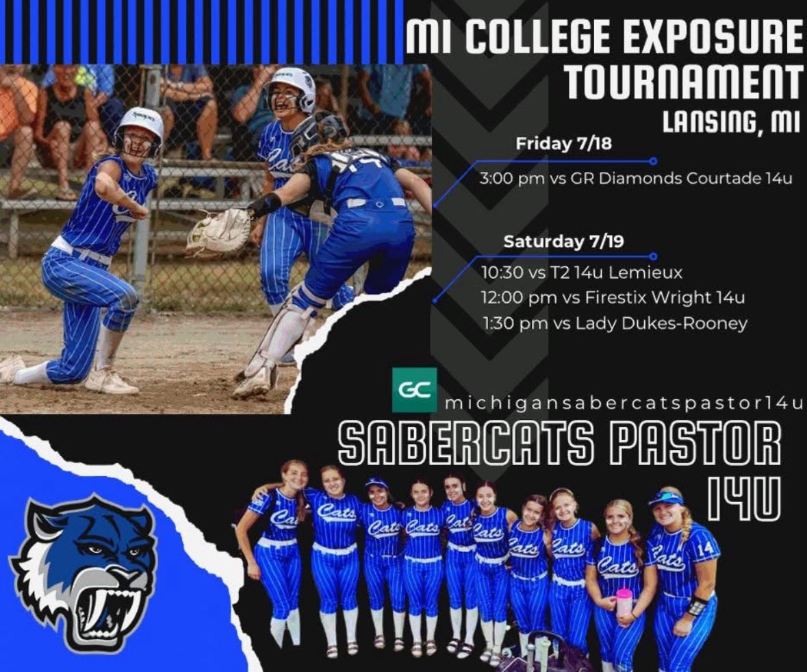 headed to lansing this weekend! beyond excited for another chance to play with this team!! FIRE UP CATS !! 💙🤍 <a href="/GoSabercats/">MI Sabercats 15u Pastor</a>