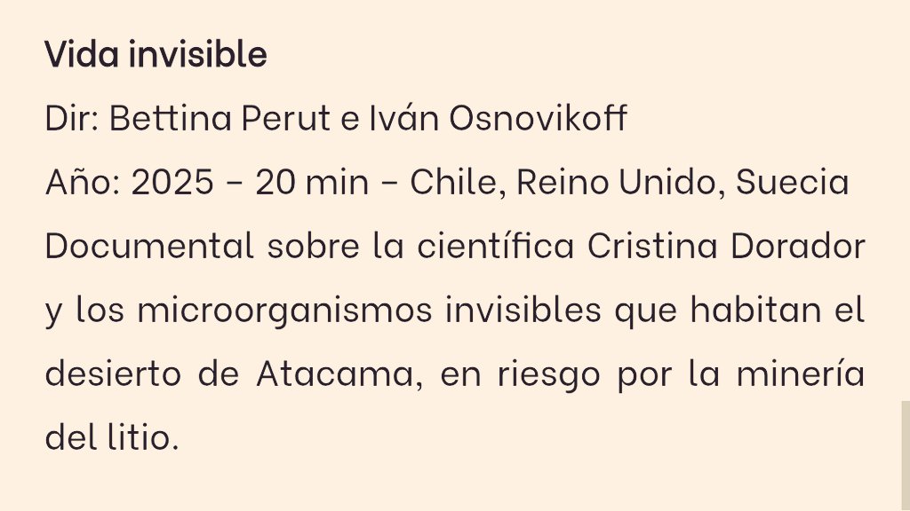 Cristina Dorador Ortiz 🦩 (@criordor) on Twitter photo Nuestro corto documental "Life invisible" fue seleccionado para competir en el Santiago Festival Internacional de Cine 😁❤️💊🦠 Vayan a verla 🙌 <a href="/sanfic/">📽️SANFIC21</a> #sanfic21 Nuestro corto documental "Life invisible" fue seleccionado para competir en el Santiago Festival Internacional de Cine 😁❤️💊🦠 Vayan a verla 🙌 <a href="/sanfic/">📽️SANFIC21</a> #sanfic21