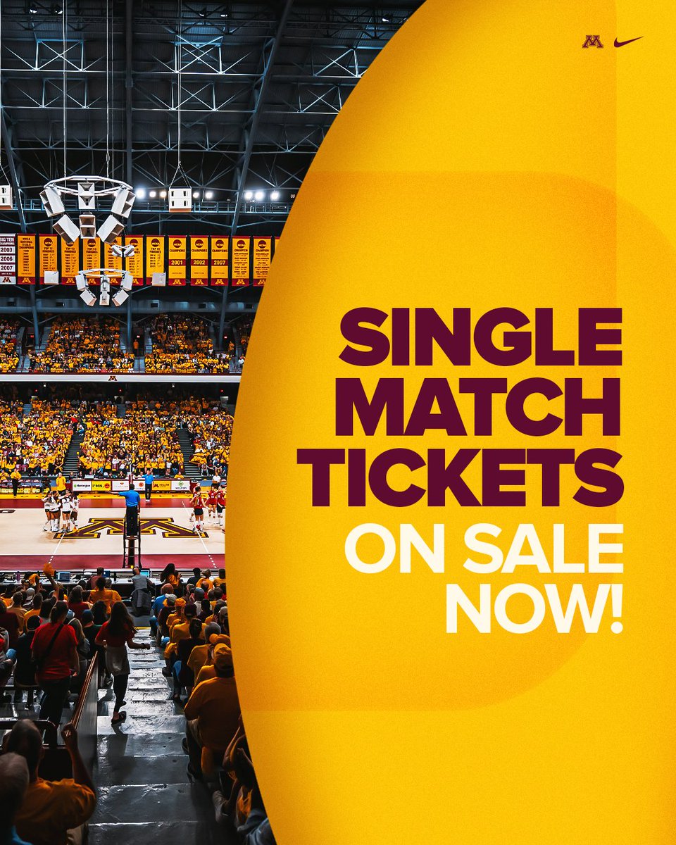 GopherVBall's tweet image. 𝐎𝐧 𝐒𝐚𝐥𝐞 𝐍𝐨𝐰 🎟️
Get your single match tickets for the 2025 home season at the Pav!
🔗: z.umn.edu/SingleMatch25