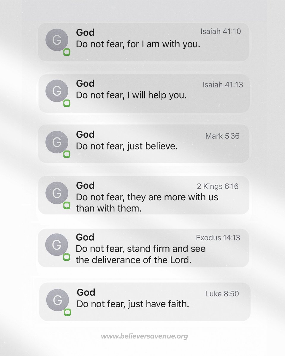 believersavenue's tweet photo. Hey, you got some messages from God.

He says, “DO NOT FEAR!”

#BelieversDigest https://t.co/3UJbbBqBLe