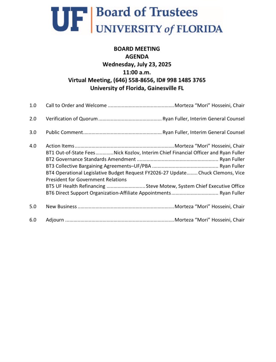 garrettshanley's tweet image. Time’s ticking for @UF
Florida’s flagship school is just two weeks away from the end of interim President Kent Fuchs’ contract and has yet to announce a succession plan after @SantaJOno’s bid failed. Next week’s UF board agenda does not mention the leadership transition.