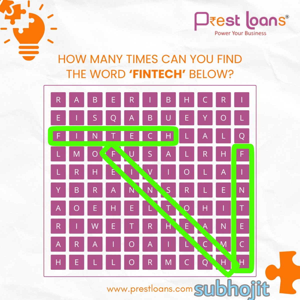 Phantom_Voyager's tweet image. Spotted &apos;FINTECH&apos; 3 times.

★ @prestloans 
#PrestLoans #FintechChallenge #ContestAlert 

JOIN @janardansingh09 @NidhiSomani19 @SmartAnand07 @avii4ever @Aj_Singh_30