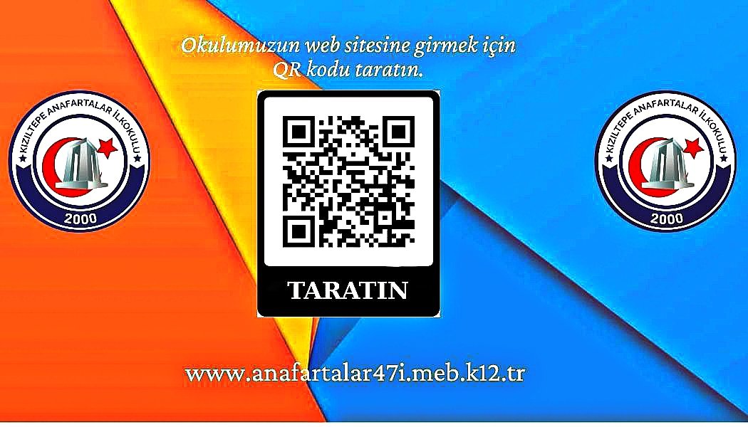 Okulumuzun web sitesi çin QR kod hazırladık. 
Okul web sitemizi görmek için kodu taratmanız yeterli olacaktır 📎 

<a href="/SuleymnAKIN/">Süleyman AKIN🇹🇷</a> <a href="/kiziltepemem47/">Kızıltepe İlçe Milli Eğitim Müdürlüğü</a> <a href="/akadirgms/">Abdulkadir Gümüş</a> <a href="/makdag47/">Makdag</a> <a href="/Bulutmuslum21/">Müslüm BULUT</a> <a href="/RustemCaki/">Rüstem Çakı</a> <a href="/turgutertas4/">T. Ertas</a>
