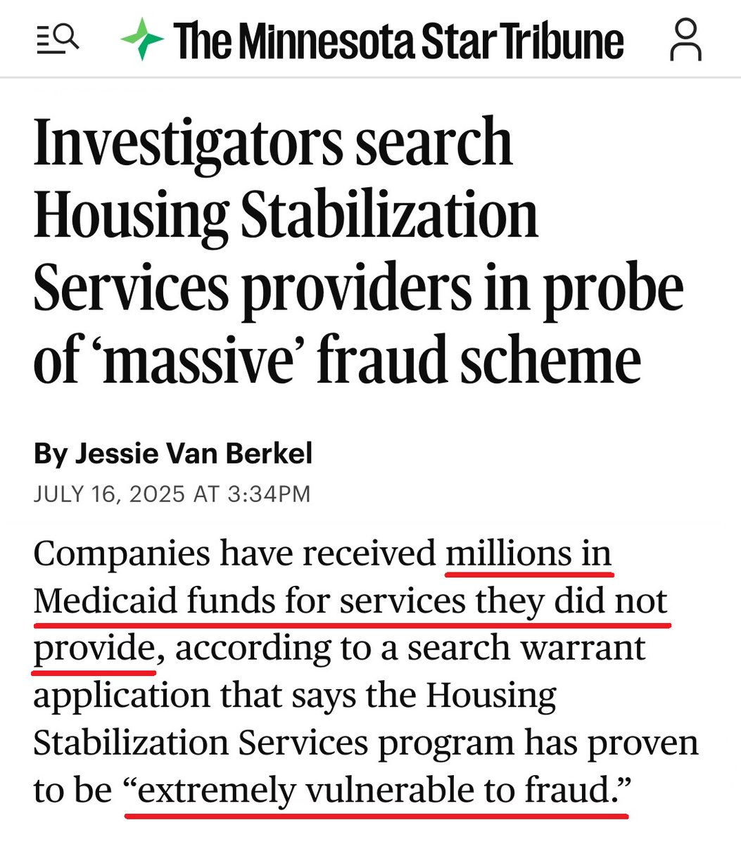 EricLuceroMN's tweet image. Yet another massive fraud scandal on @Tim_Walz's watch.
Question people are asking: "Will the sum of Walz's many fraud scandals exceed one billion $$$ ?"