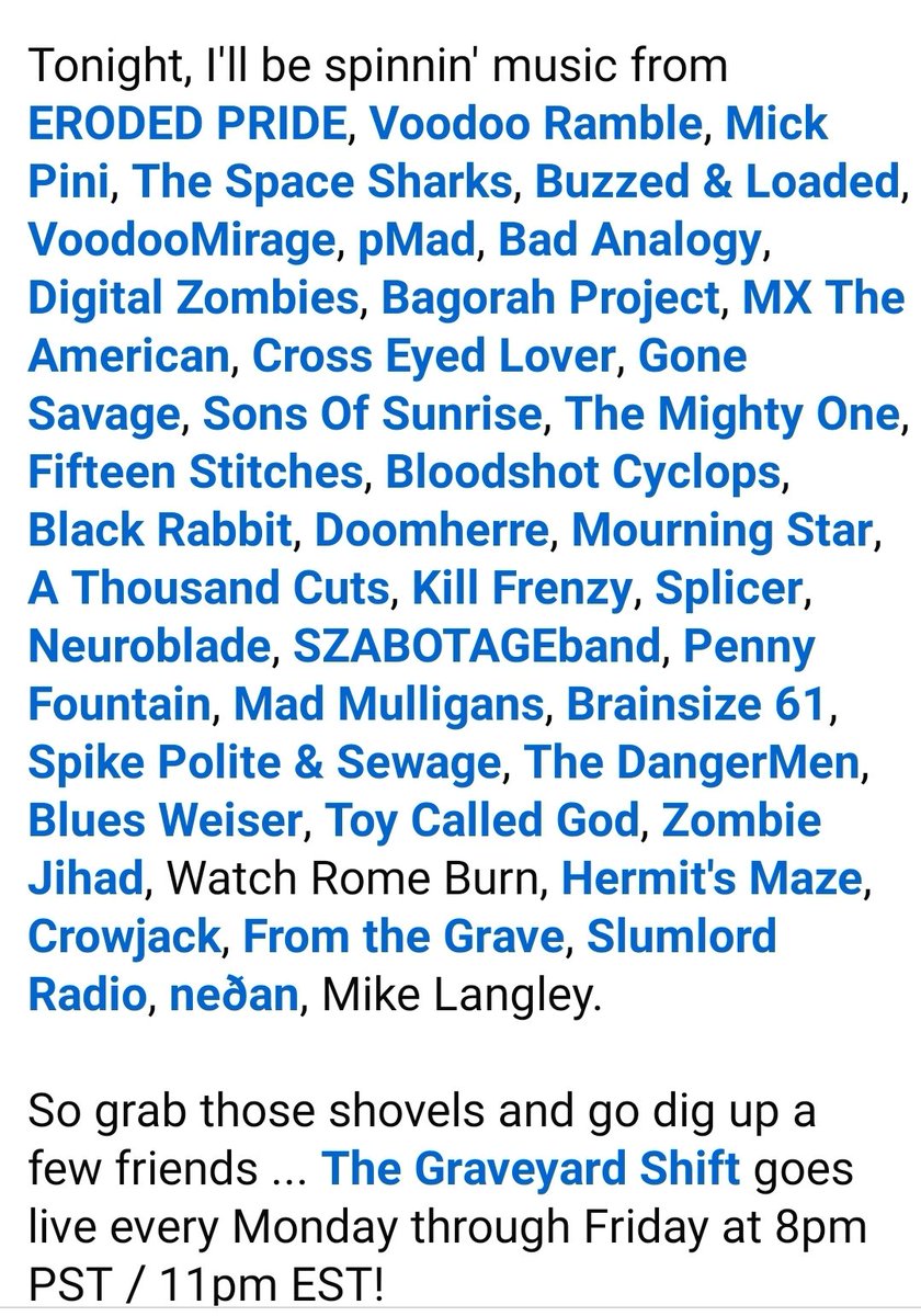 Don't miss tonight's The Graveyard Shift Thursday Thunder show. Live at 0am Argentina 🇦🇷