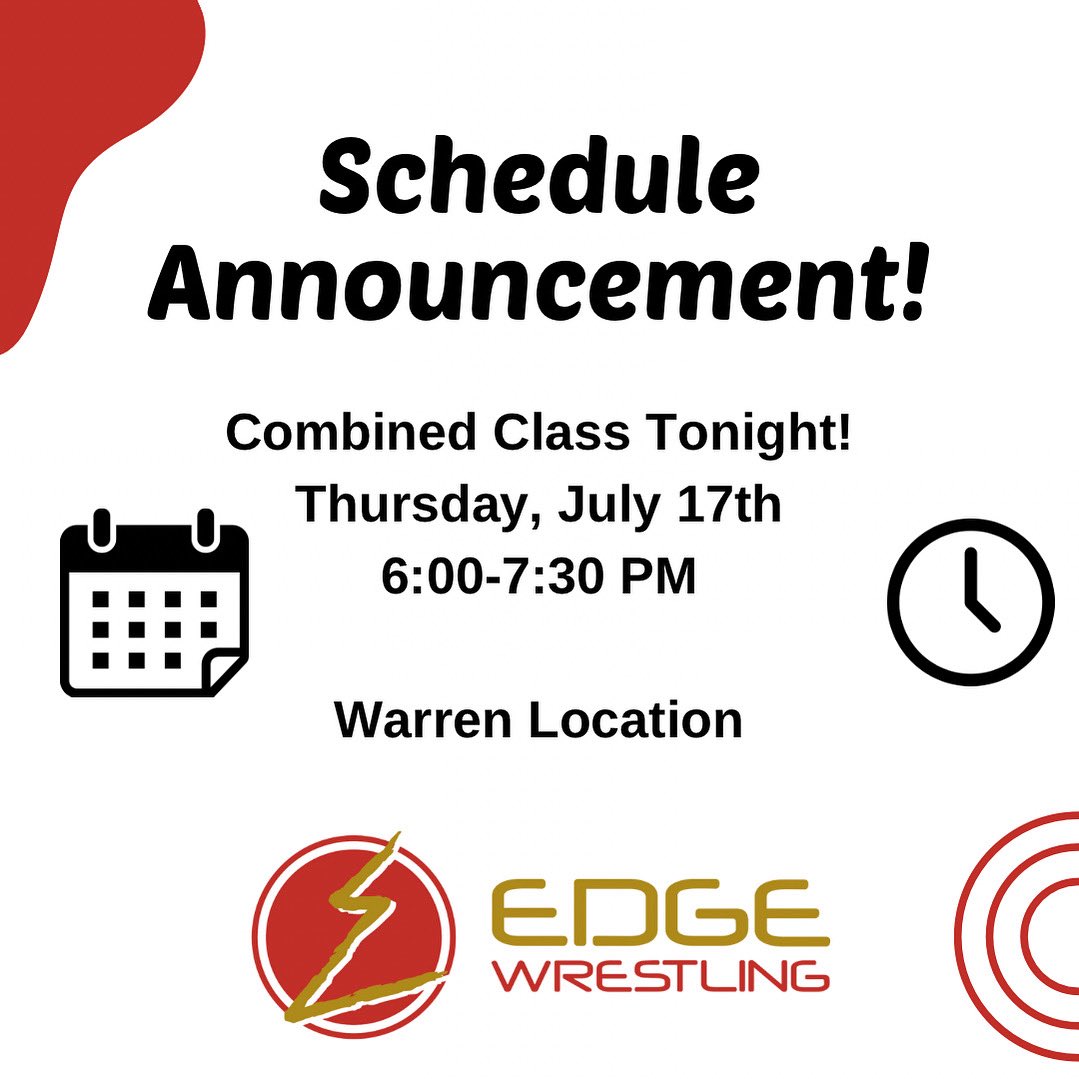 SCHEDULE ANNOUNCEMENT! ⏰⚠️
Tonight, Thursday, July 17th, we will be combining our Youth and High School classes again. Practice for all members will be from 6-7:30 PM.