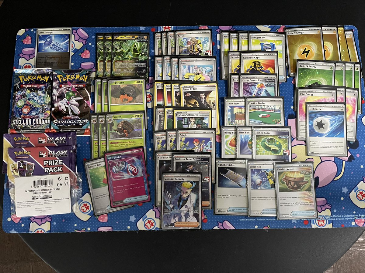 RollBro's tweet image. Grinded through a 4 round Pokemon league challenge last night and got second place with my favorite deck right now! +10cps
Round 1: Goldy/ iron hands W
Round 2: Gardy L
Round 3: cythia’s garchomp W
Round 4: Toedscruel ex W