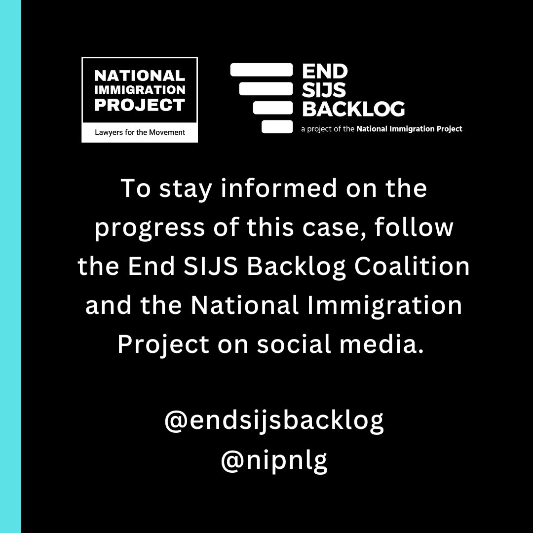 We are taking the Trump Administration to court for unlawfully terminating the SIJS Deferred Action Policy!

Today, the National Immigration Project, KIND, Public Counsel, Lowenstein Sandler, and Davis Wright Tremaine sued the Trump Administration on behalf of…

1/2