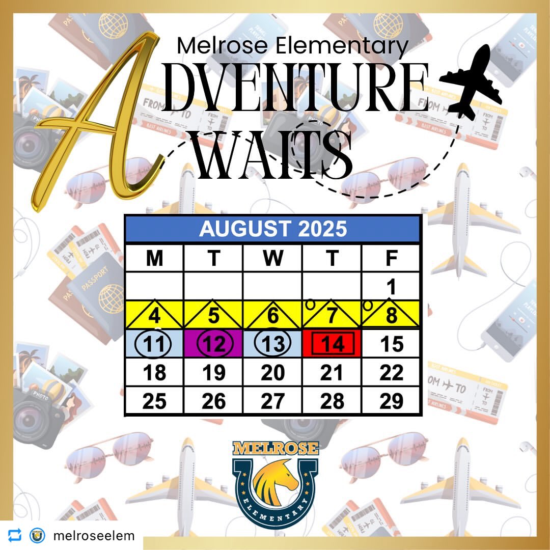 MelroseMustangs's tweet image. ATTENTION MUSTANGS! ✨
The First Day of School is THURSDAY, AUGUST 14th! We can’t wait to see all of you in about one month! We hope you are enjoying your summer!!
#YourBestChoiceMDCPS
@MDCPS @suptdotres @MDCPSCentral @MsSwainCRO @DannyEspinofl