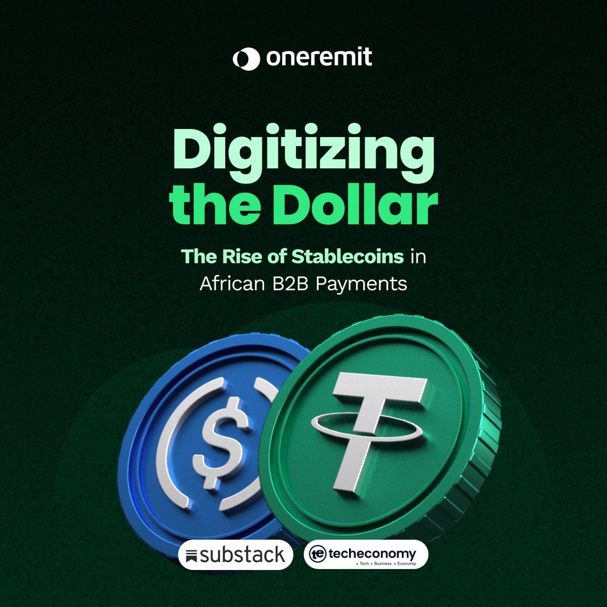 Oneremit_'s tweet image. We are excited to share that an article by our CEO/Co-Founder, Hammed Afenifere “Digitizing the Dollar: The Rise of Stablecoins in African B2B Payments” was featured on @TecheconomyNG, one of Nigeria’s leading tech publications.

This is more than just a media feature. It’s a…