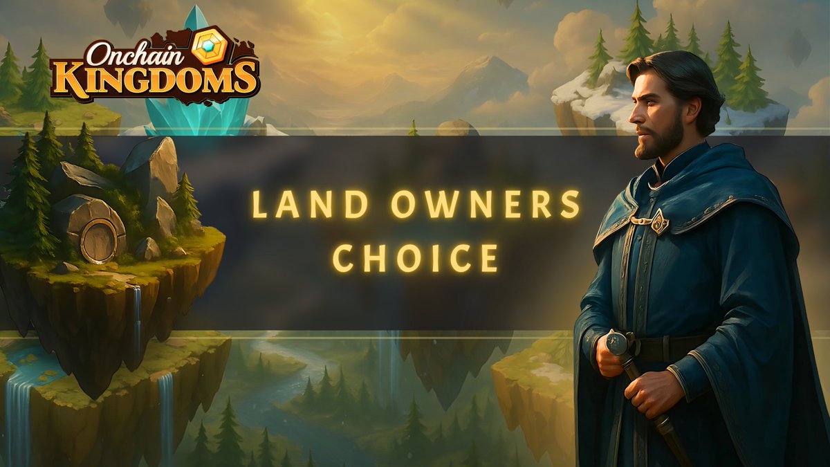 onchainkingdoms's tweet image. Land Owners, the crown is yours to move!👑
Vote now for who receives 2 weeks of staking delegation in the Kingdom App.
Cast your choice in our Discord.🗳️