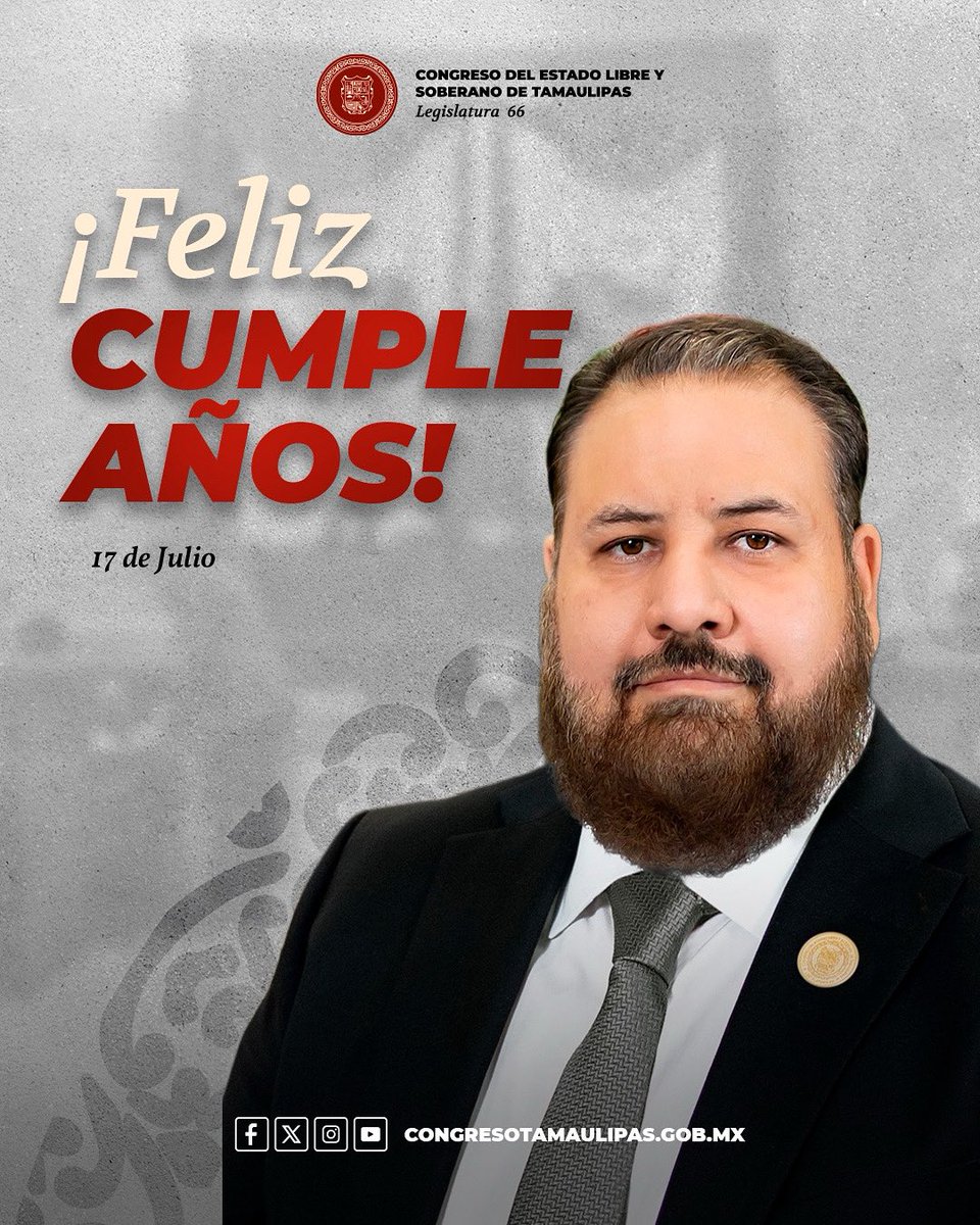 🎂🎊🎉
¡Muchas felicidades!
Diputado Byron Cavazos Tapia 
Este Poder Legislativo le desea un #felizcumpleaños 
🥳🎂🎉
#CongresoTamaulipas 
#Legislatura66 🏛️