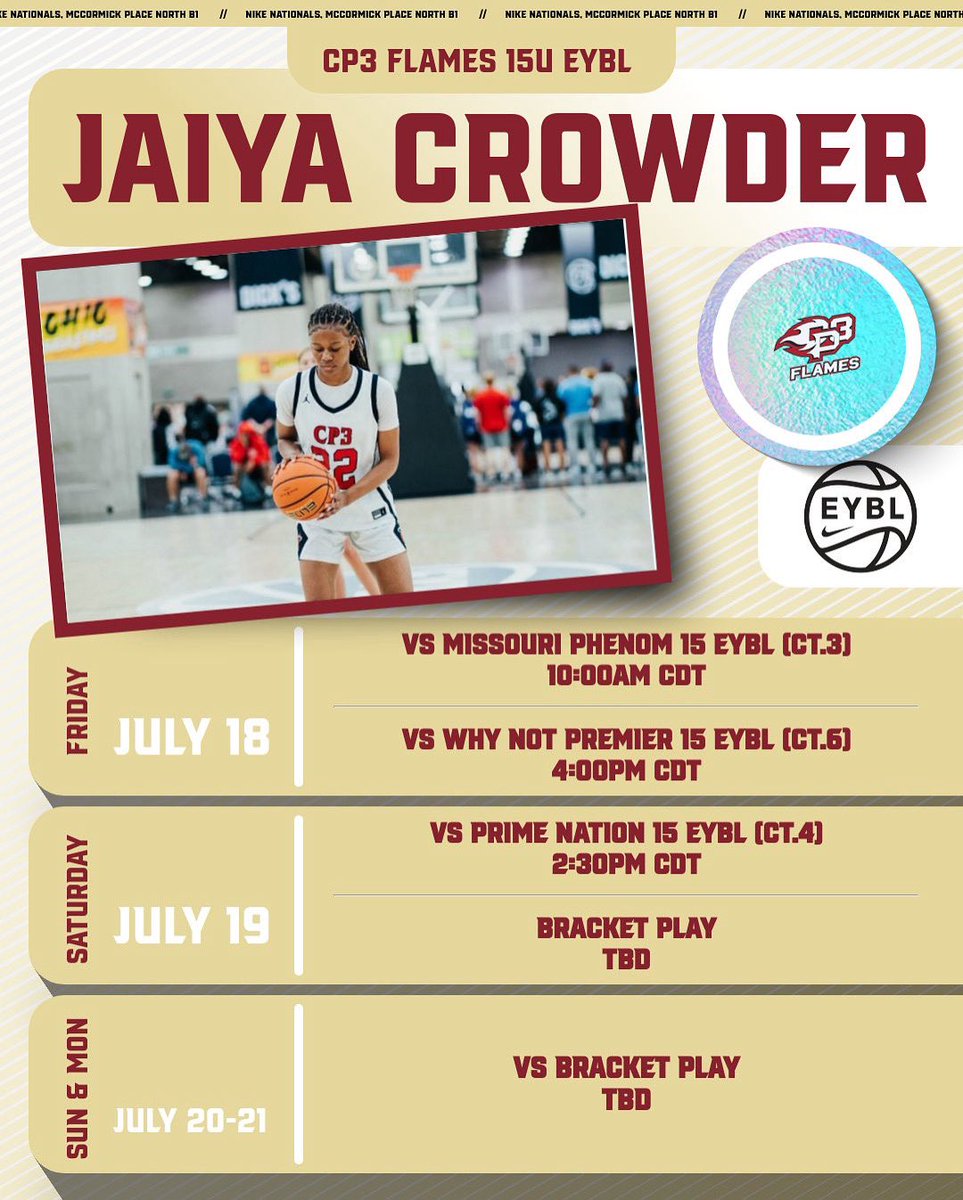 Come and watch me play for the Nike Nationals this weekend with @cp3.flames in Chicago!