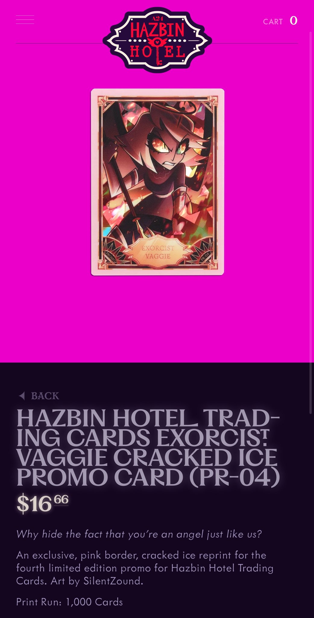 【訳アリ】Hazbinhotel promo cracked ice foil 2024 HAZBIN HOTEL TRADING CARDS PROMO CRACKED ICE REPRINT