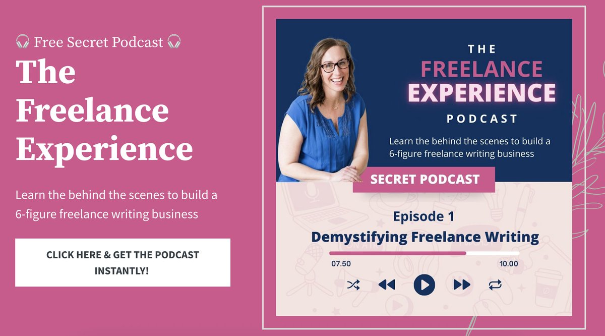 ErickaAndersen's tweet image. I made a free, private podcast for freelance writers who want to learn how to publish + make $.
Listen & share: erickaandersen.lpages.co/secret-podcast/
