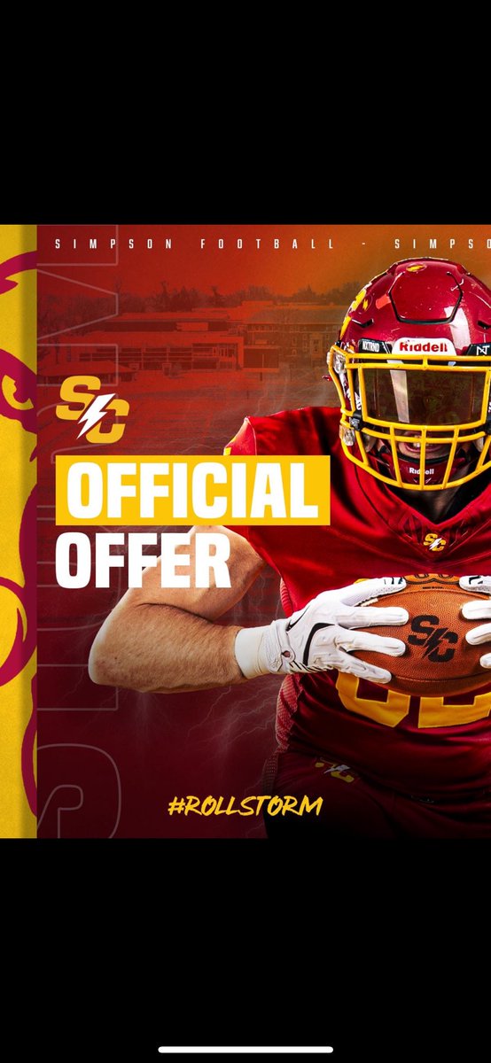 I am very thankful to receive an offer from <a href="/SimpsonFC_/">Football at Simpson</a> <a href="/ReedHoskins/">Reed Hoskins</a>