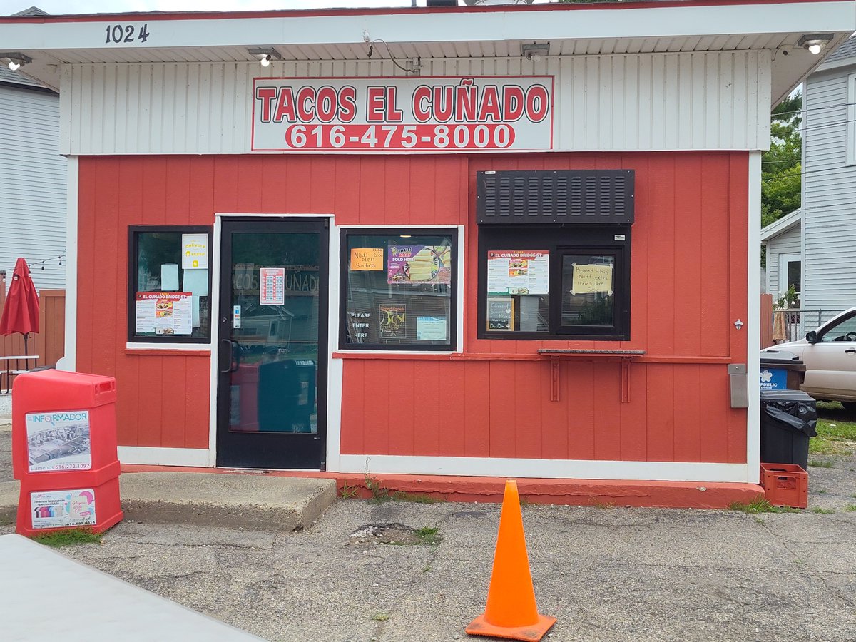 TheMRR7's tweet image. Lunch from my Favorite Mexican Take-Out Stand, Tacos El Cuñado (on Bridge Street) in Grand Rapids, MI.  There other locations have dining room space as well, but this location with a few picnic tables off to the side is the first location that I found many years ago.  Today I…
