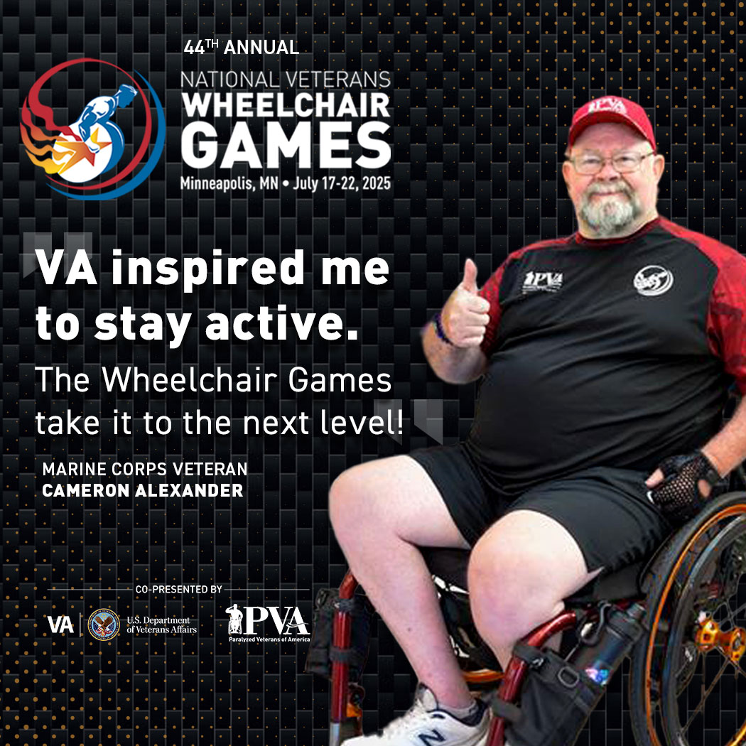 Join us in wishing Marine Corps Veteran Cameron Alexander a happy 59th birthday!

Cameron is celebrating his birthday at his first National Veterans #WheelchairGames, competing in air rifle, air pistol, archery, boccia, cornhole, and disc golf.

Co-presented by the U.S.
