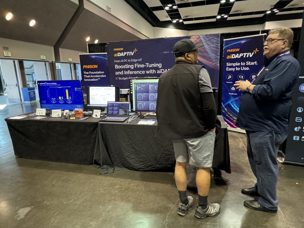 Phison_USA's tweet image. Final day of #GenAIWeek!

🚨 Last chance to visit Phison at Booth A01
👉 Stop by Station 3 to see the Pro Suite Demo in action

Let’s talk scalable AI, fast inference, and what’s next in LLM training.

#Phison #aiDAPTIV #ProSuite #AITPC #TechInAction