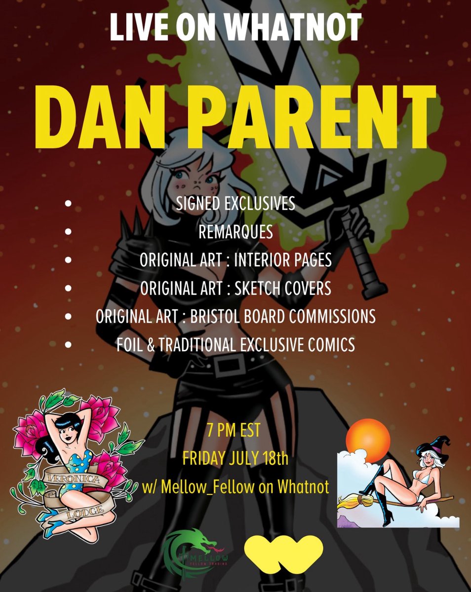 parentdaniel's tweet image. ARCHIE MEETS JAY & SILENT BOB, Mellow Fellow Exclusive Variant , available FRIDAY , JULY 18 at 7PM EST on the Mellow_Fellow on WHATNOT livestream!
Signed and remarqued copies will be available! Limited supplies, first come first serve!
@ArchieComics