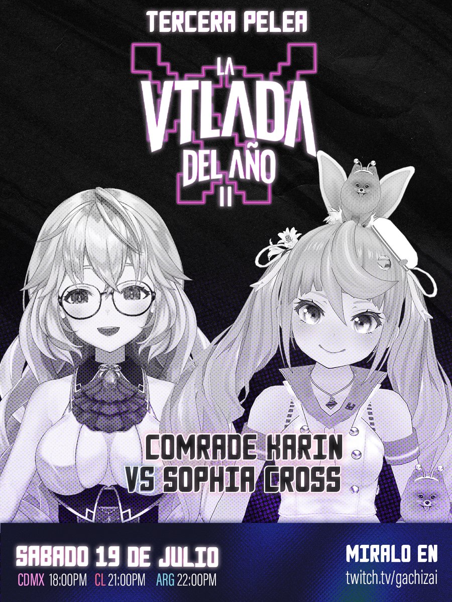 GachiZai's tweet image. 👾𝗦𝘂𝗻𝘀𝗵𝗶𝗻𝗲 𝗜𝘀𝗹𝗮𝗻𝗱 𝟮 🌴
¡Tercera pelea de la Vtlada de #SunshineIsland! 🥊💥🥊
🐰🛸@Comrade_Karin
VS
✡️♐️@cross_sophia_
¡Grandes amigas se convertirán en rivales! ¿Quién saldrá victoriosa en una de las peleas más esperadas de la noche?🎊