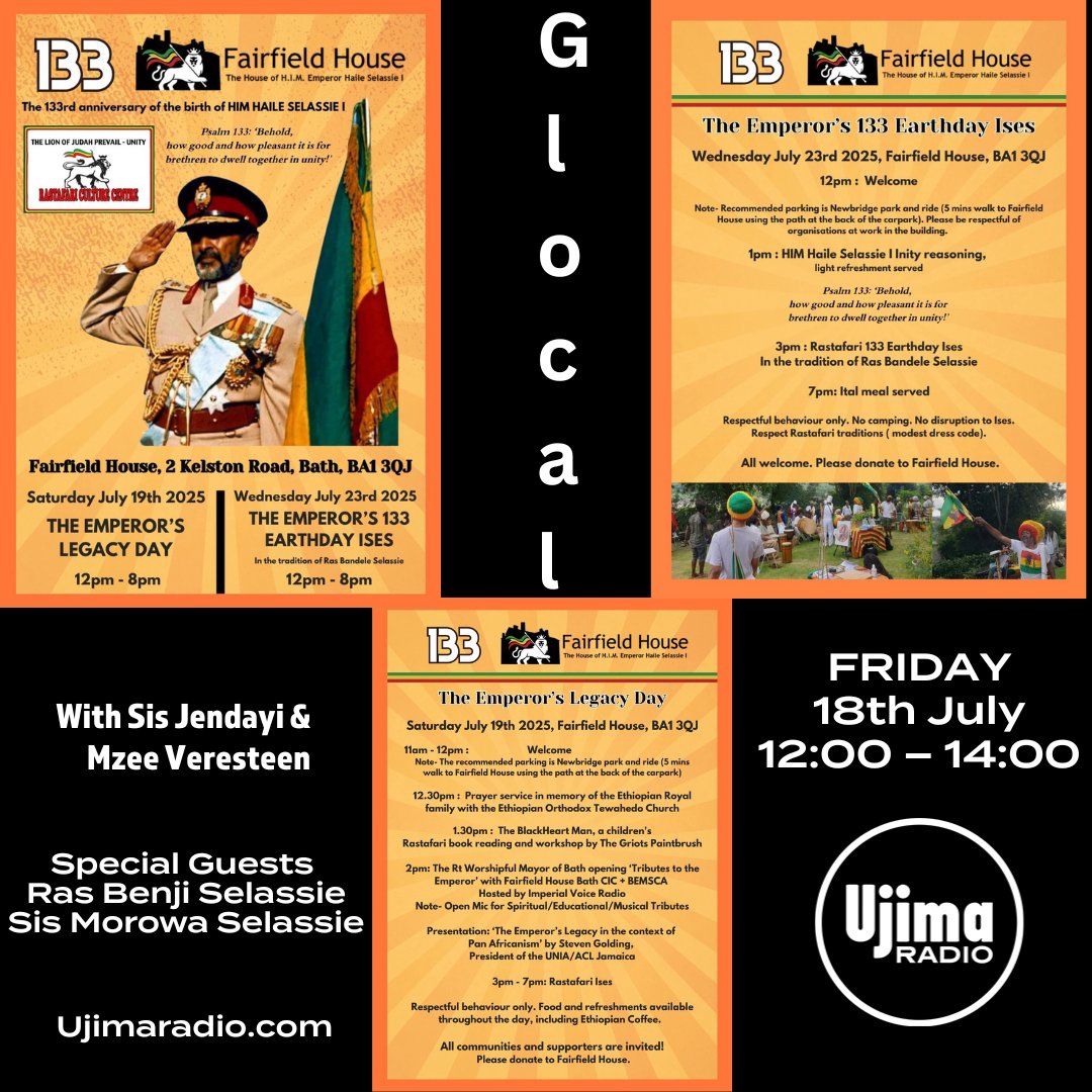 On Glocal <a href="/Ujimaradio/">Ujima Radio</a> 12 noon Fri 18th July 2025 
#RasTafari #HisMajesty #HaileSelassie #Legacy #23July #Earthstrong