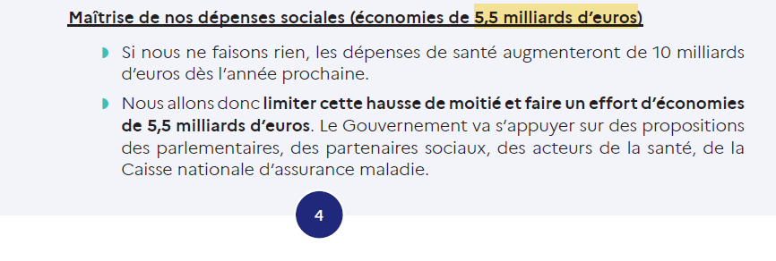 dasilva_p13's tweet image. Le projet de Bayrou est de réduire les dépenses de santé de 5,5 Mds l'année prochaine.
Cela correspond à peu de chose près aux économies estimées (par le haut conseil pour l'avenir de l'assurance maladie) de l'extension de la Sécu au dépend des complémentaires santé (5,4 Mds).