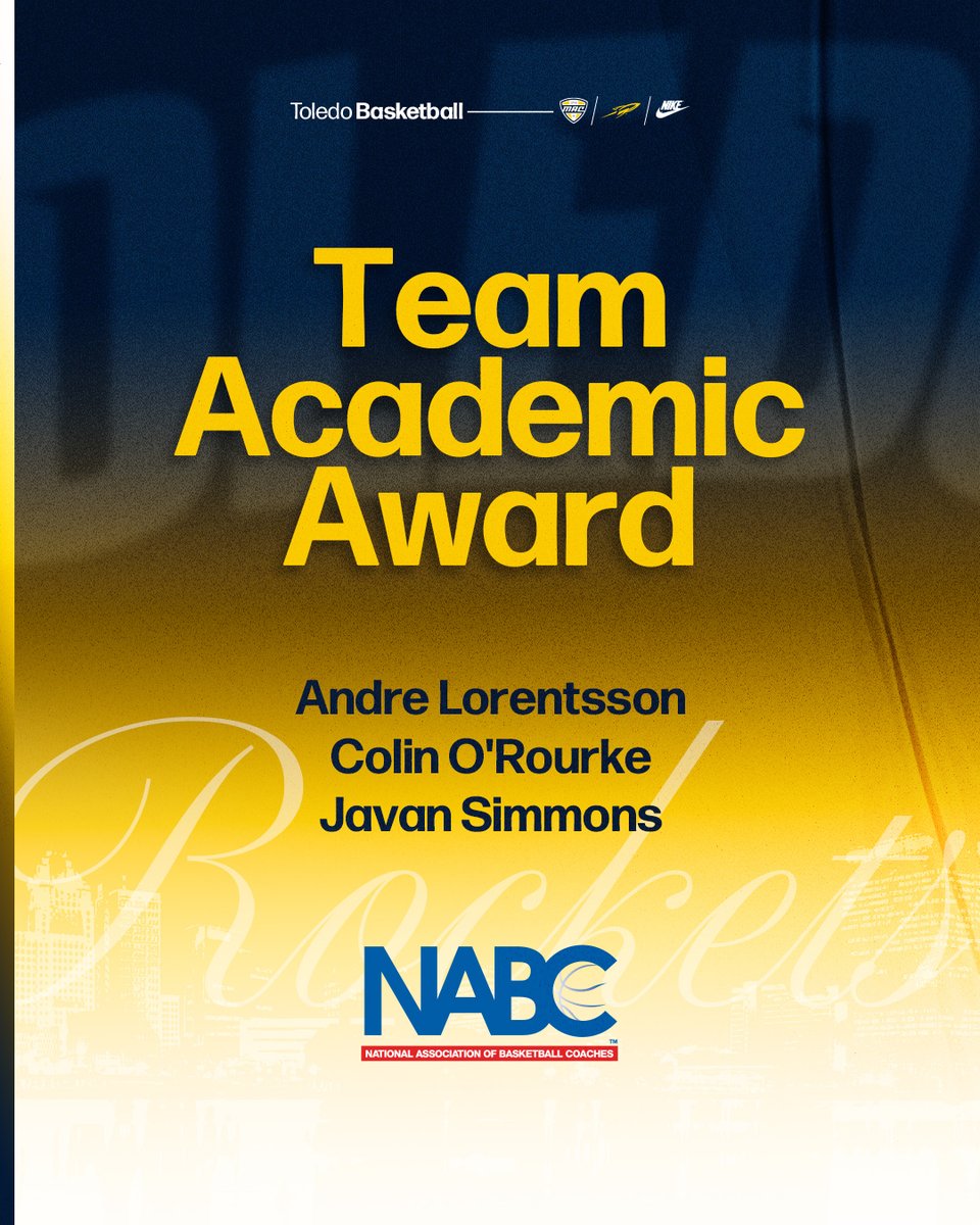 Toledo_MBB's tweet image. 𝗘𝘅𝗰𝗲𝗹𝗹𝗲𝗻𝗰𝗲 𝗼𝗻 𝘁𝗵𝗲 𝗖𝗼𝘂𝗿𝘁 & 𝗶𝗻 𝘁𝗵𝗲 𝗖𝗹𝗮𝘀𝘀𝗿𝗼𝗼𝗺!
🔵Seventh straight year receiving @NABC1927
Team Academic Award
🟡MAC-best 10th time receiving honor in 13 years of award's existence
🔵 Congrats to Dre, Colin & Javan for their Honors Court…