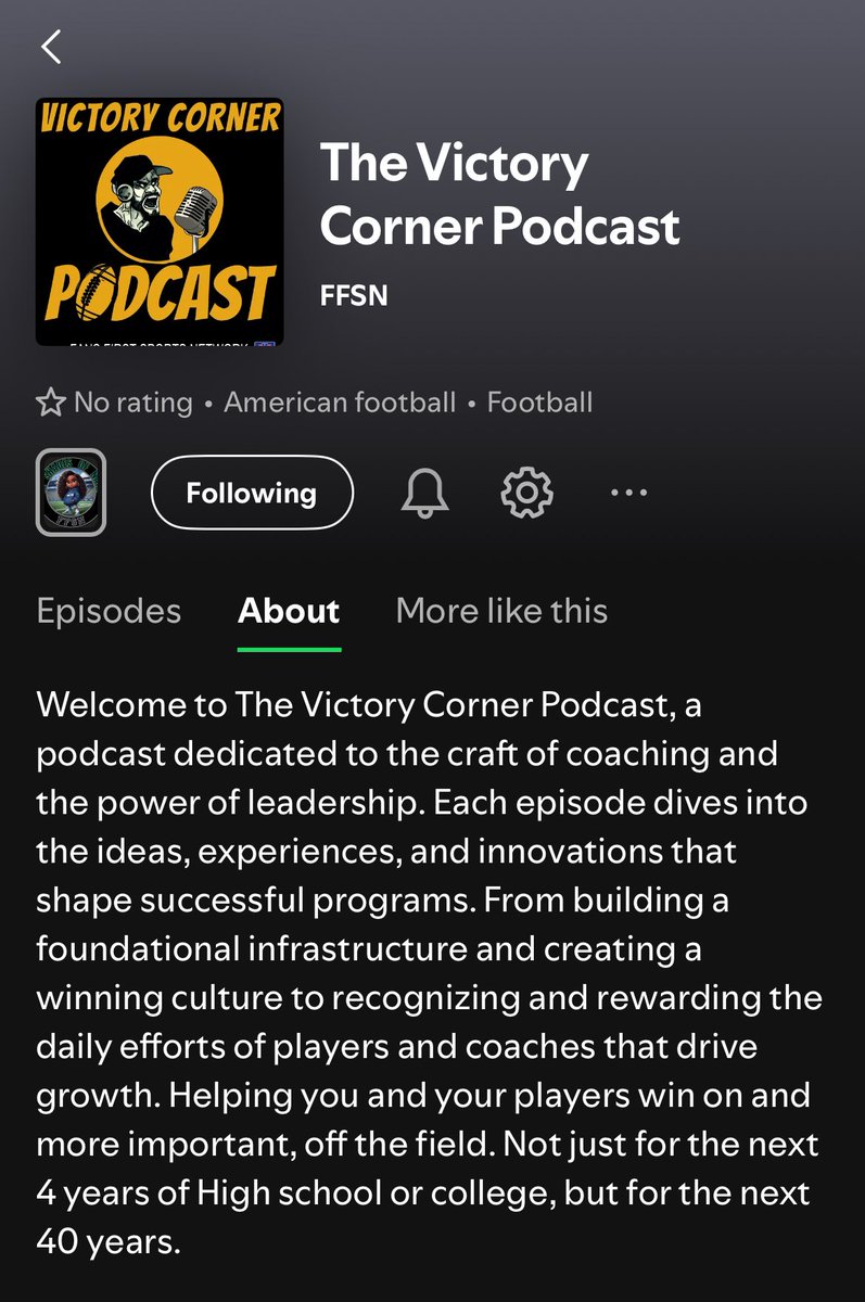 Something I wanted to try for years, finally got it started ✅
Below is the link to my 1st ever Podcast episode

The Victory Corner Podcast🎙️🎧

Where we’re going to explore how programs win and what makes them special. Check it out ⬇️

🔗  open.spotify.com/episode/7yCh1f…